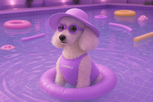 add floaties in the pool. put swimming goggles on the dog