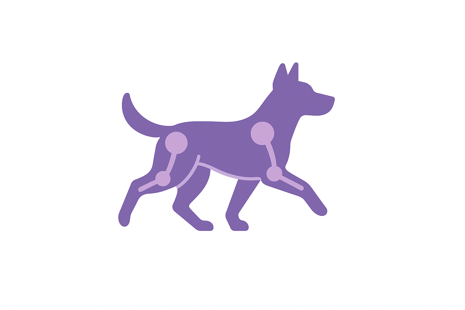 give an icon that represents joints and mobility in dogs specifically in lavender