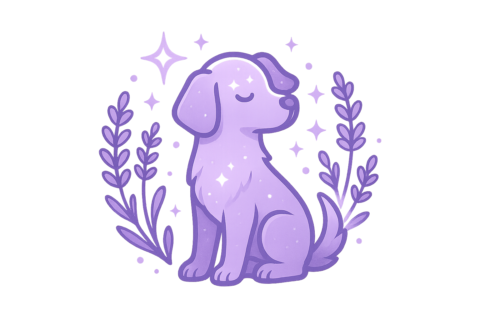 icon representing dog magic lavender themed